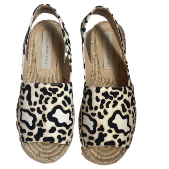 Stella McCartney Leopard Print Open Toe Slingback Espadrille Sandals Size EU 35 - Picture 1 of 11
